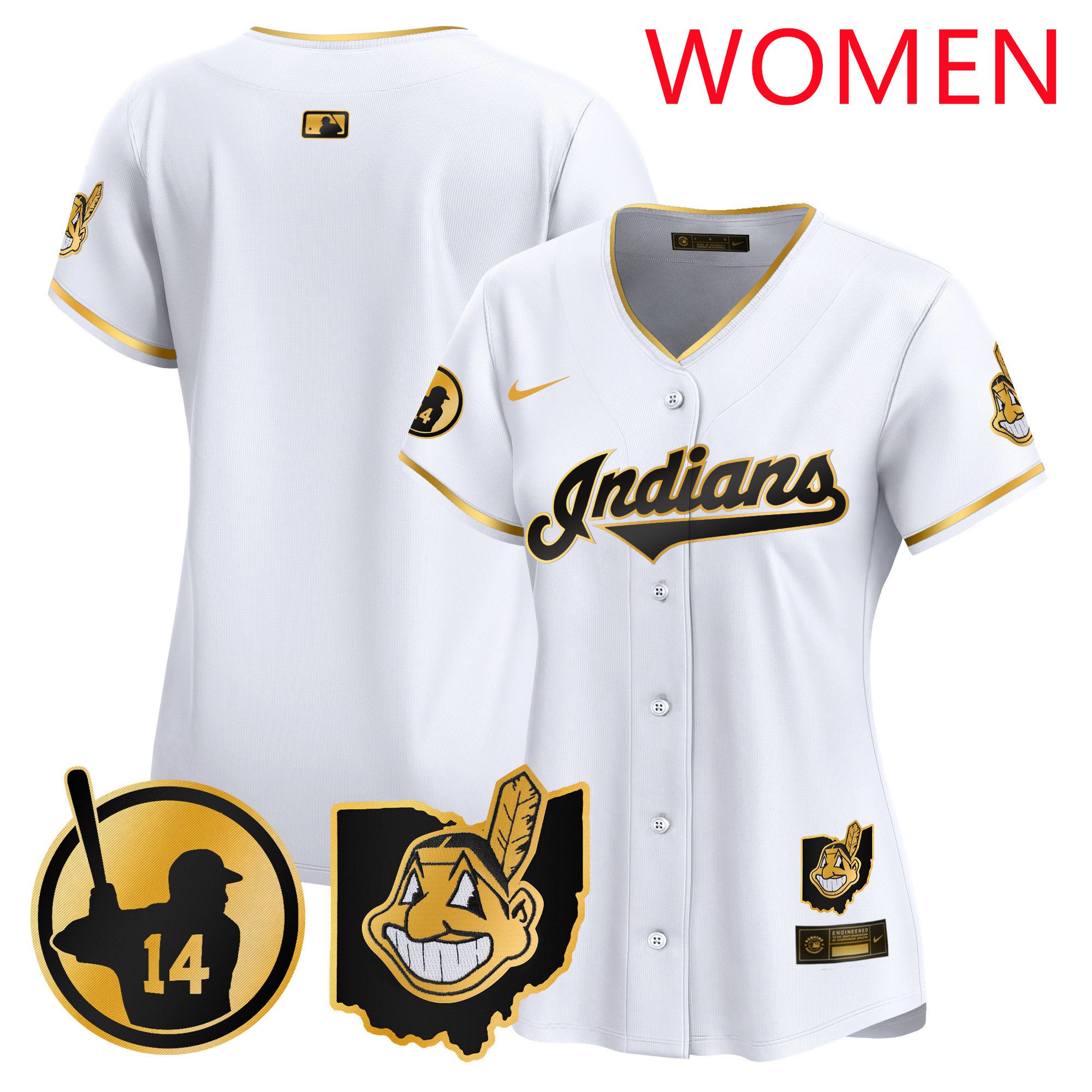 Women Cleveland Indians Blank White Nike 2025 Patch Vapor Premier Limited MLB Jersey